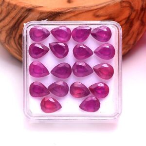 18 Pcs Natural Ruby 8mm 6mm Pear Faceted Cut Pinkish Red Loose Gemstones Lot