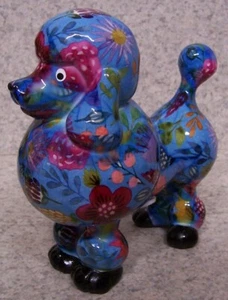 Cocina Moneda Cerámica Ahorro Animal Caniche NUEVO Multicolor Base Azul - Imagen 1 de 2