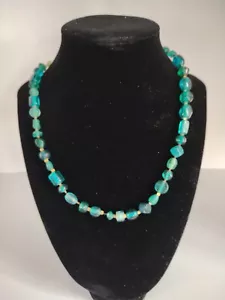 Collana con pietre acquamarina. 18" fatto a mano. (J11) - Foto 1 di 2