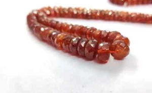 Hessonite Garnet Faceted Rondelle Beads 14" Natural Hessonite Garnet 5-10mm Bead - Picture 1 of 6