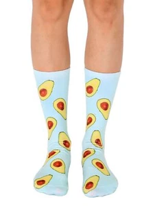 Avocado Aqua Unisex Polyester Stretch One Size Printed Crew Socks  - Picture 1 of 2