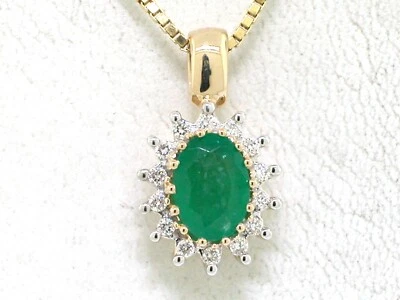 Smaragd Anhänger  585 Gelbgold 14Kt Gold natürlicher Smaragd 14 Brillanten  - Bild 1 von 4