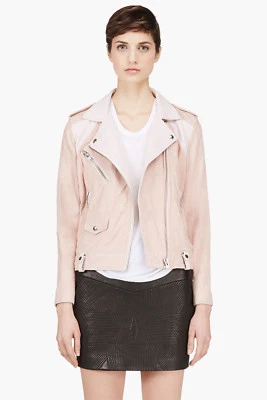 IRO distressed suede ADILA pink leather jacket 34 US 2 Foto 1 de 4