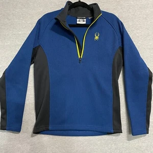 Spyder Outbound 1/4 Zip Pullover Raglan - Sleeve Logo Blue Black Neon Men's M - Picture 1 of 16