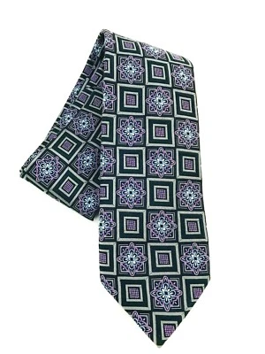 Gravata masculina vintage JZ Richards gravata de seda lavanda retrô art déco geo abstrata  - Imagem 1 de 4