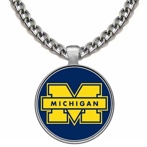 Michigan Wolverines Mens Womens 24" Stainless Steel Chain Pendant Necklace D5 Cover