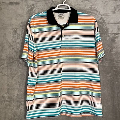 Polo de golf Chaps 78 Stay Dry para hombre talla XL rayas multicolores Foto 1 de 4