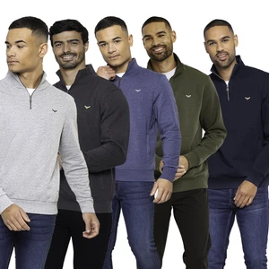 Threadbare Mens Zip Funnel Neck Zipped Sweater Jumper Track Top Activewear