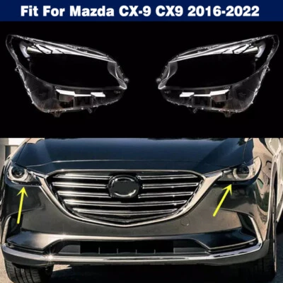 For 2016-2022 Mazda CX-9 CX9 2Pcs Front Headlight Lens Cover Headlamp Shell+Glue - Image 1 of 4