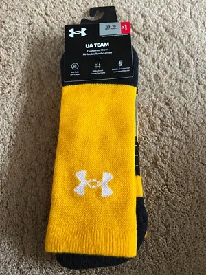 Calcetines Under Armour UA Team Crew Amarillo Blanco Talla XL 13-16 1 Par Foto 1 de 4