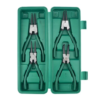 HIKITY 4Pcs 7" Circlip Pliers Set Internal External Bent Nose Straight Tip Snap Ring