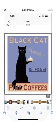 LETRERO DE HOJALATA "Café Gato Negro" Vudú Café Pub Comedor De Colección Desayuno Granja Magia Foto 1 de 2