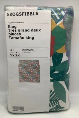 New IKEA SKOGSFIBBLA King Duvet cover and 2 pillowcases, multicolor 152 TC - Image 1 of 4