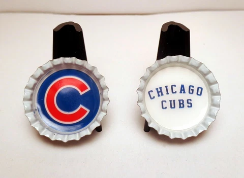 Set of (2) MLB CHICAGO CUBS Bottle Cap Fridge Magnets Cover