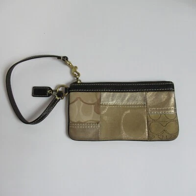 Bolso de Mano Coach Bolso sin asas Muñequera Pequeño Marrón Bronce Retazos para Mujer Foto 1 de 4