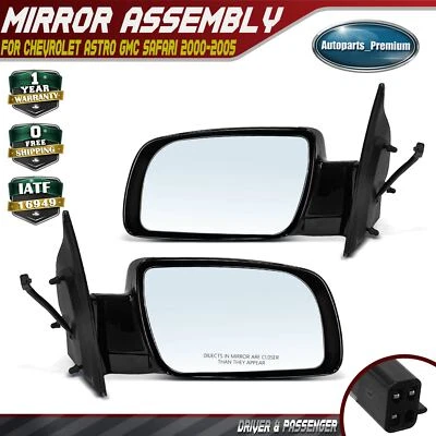 Espejo retrovisor negro con ajuste eléctrico 2 piezas para Chevrolet Astro 00-05 GMC Safari 00-05 Foto 1 de 4