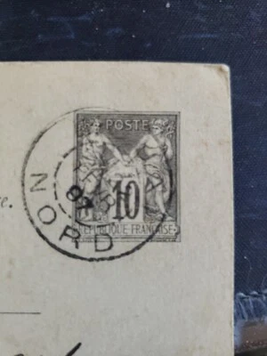 Sello Francia 10c Paz y Comercio Negro 1897 Fecha Usado en Postal Foto 1 de 4