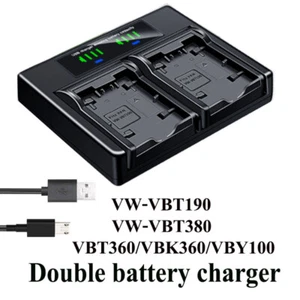 Dual Battery Charger For Panasonic VW-VBT190 VBT380 VBT360 VBK360 VBY100 BC10 - Picture 1 of 4