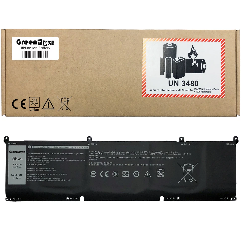 GREENTECH 8FCTC BATTERY FOR DELL G15 5510 5515 XPS 9500 9510 56WH DVG8M P8P1P - Image 1 of 1