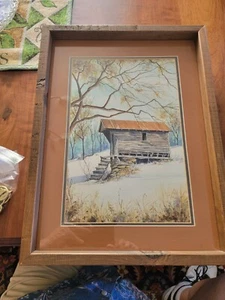 Charlotte Hodge Original Watercolor Smokehouse Bull Pasture Mtn. McDowell VA - Picture 1 of 5