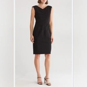 Calvin Klein Starburst black ruched side sheath dress size 12 - Picture 1 of 12