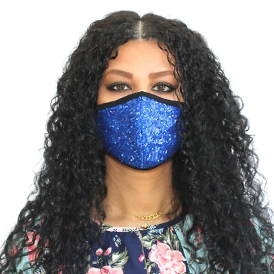 Máscara facial de lujo con lentejuelas brillantes de moda máscara brillante fiesta boda  Foto 1 de 4