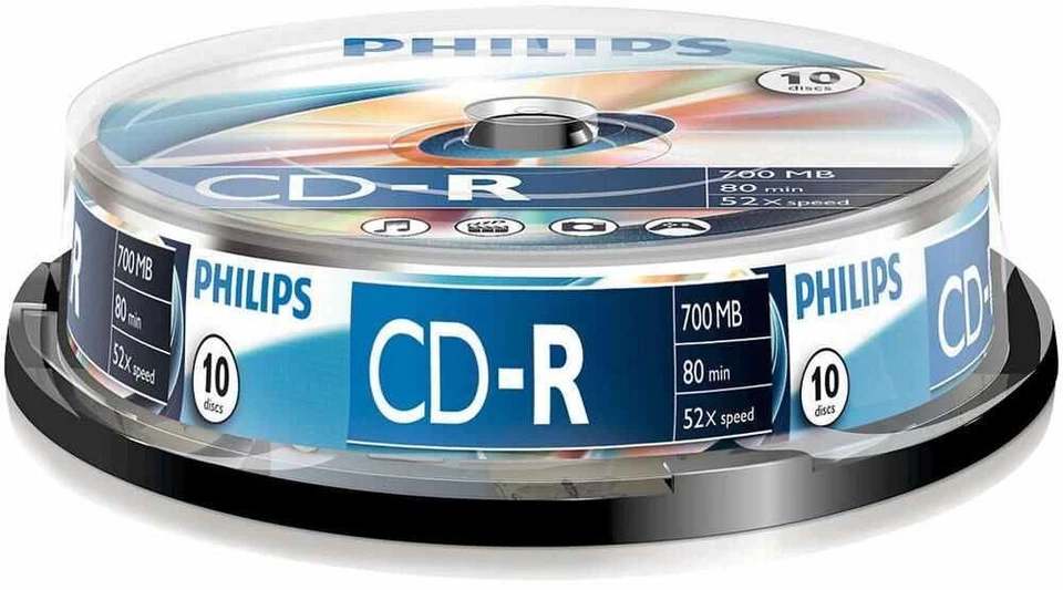PHILIPS - 52x Speed CD-R Blank CDs - Spindle 10 Pack - Image 1 of 1