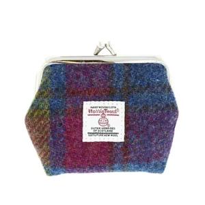 HARRIS TWEED GLEN APPIN EIGG SMALL CLASP COIN PURSE MULTI CHECK LB2035 Col. 46 - Picture 1 of 1
