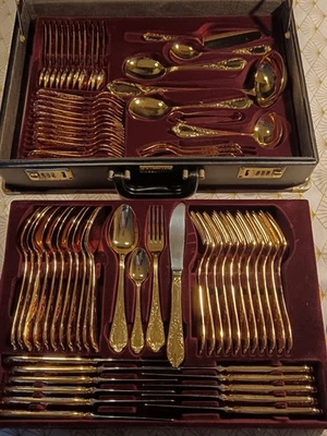 Essbesteck Besteck Gold Nivella Rostfrei Edelstahl, 23/24 Karat Hartvergoldet - Bild 1 von 4