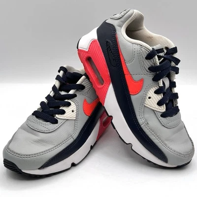 Tênis de couro infantil Nike Air Max 90 1Y leve fumaça carmesim brilhante (CD6867-021) - Imagem 1 de 4