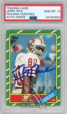 Tarjeta de novato con autógrafo Jerry Rice 1986 Topps #161 PSA/DNA 10 Foto 1 de 2