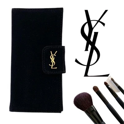 Juego de brochas de maquillaje Yves Saint Laurent 4 piezas estuche de terciopelo negro dorado novedad limitada Foto 1 de 4