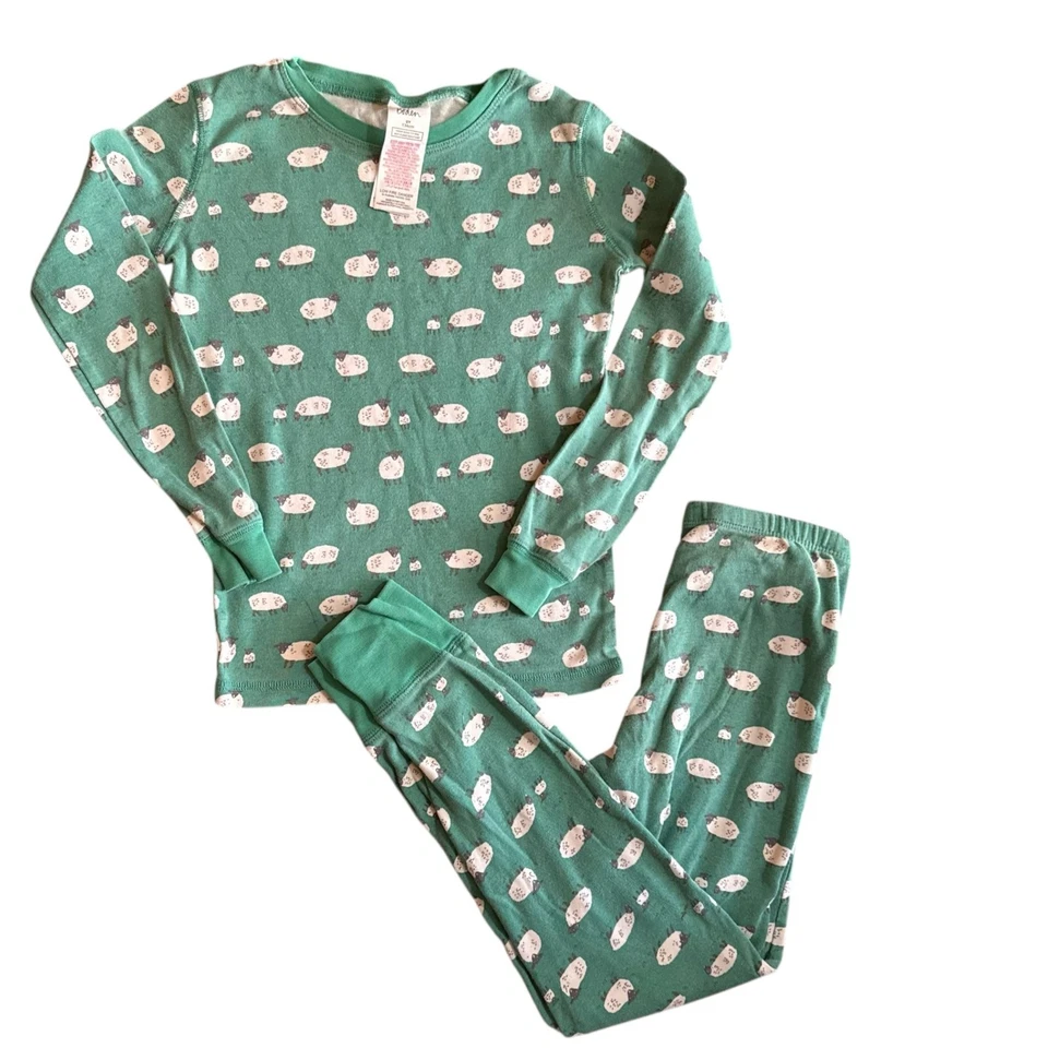 Mini Boden Boys Sheep Print Snug Fit Pajamas Set Long Johns Size 9Y 134cm Green - Image 1 of 4