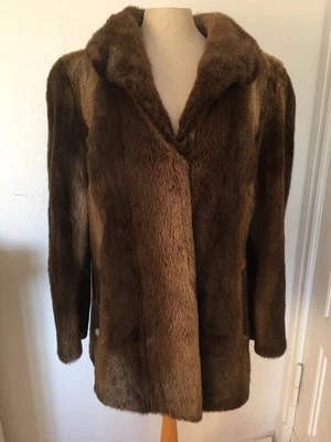 Pelzmantel Damen Pelz Pelzjacke Nerz Echtpelz Braun Meliert Vintage - Bild 1 von 4