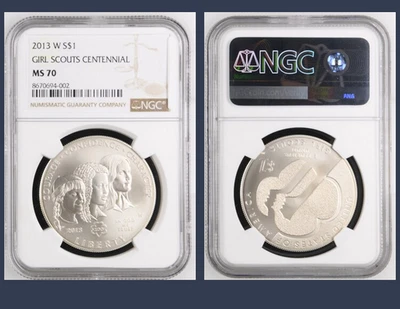 2013-W $1 Girl Scout Centennial Commemorative Silver Dollar-NGC MS 70 Perfect! - Image 1 of 4