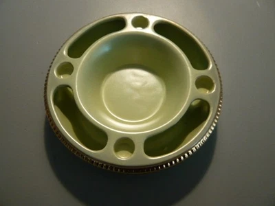 Vintage!  Adventskranz Keramik "Jasba" Durchmesser ca. 21cm türkis mit Goldrand - Bild 1 von 4