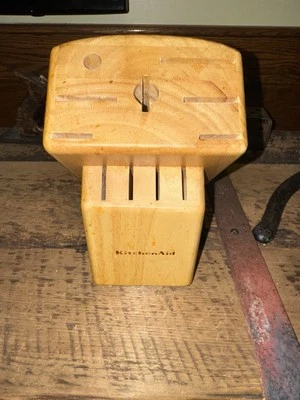 Kitchenaid 刀块天然木块仅无刀 11 插槽 8 英寸高 — 第 1/4 张图片