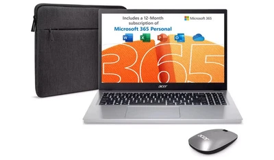 Acer Laptop Aspire Go 15.6in N100 4GB 128GB Laptop Bundle Silver Win 11 NEW - Image 1 of 4