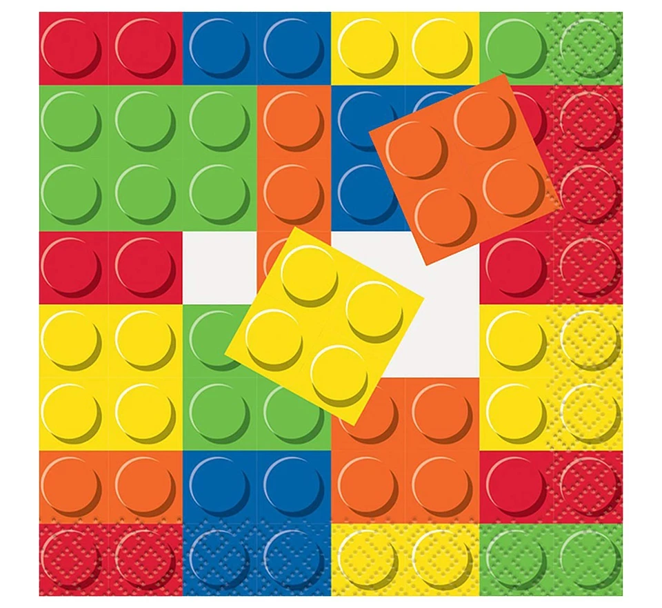 Servilletas para bebidas de cumpleaños Building Blocks, 16 quilates, vajilla y vajilla de fiesta Foto 1 de 1