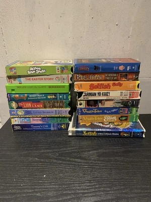 Lot of 16 Mixed Veggies Tales 321 Penguins Vtg VHS Tapes, Christian Kids Cartoon Foto 1 de 4