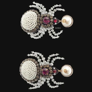 GUCCI Earrings AUTH Beads GG Marmont Spider Pearl Color Stone kenkenjp Gold Rare - Picture 1 of 11