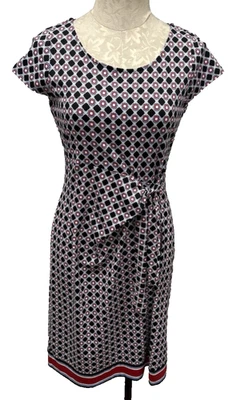 Talbots Jersey Sheath Dress Side Ruch Geometric Print New Women's Small - Image 1 of 4
