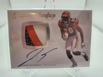 Jerome Simpson 2008 SP Authentic Rookie Authentics Patch Auto RC 81/999 #271 - Image 1 of 2