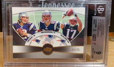 2010 Topps Prime Gold Rob Gronkowski RC, Tom Brady #4/25 BGS 9 Mint Pop. 1 - Image 1 of 4