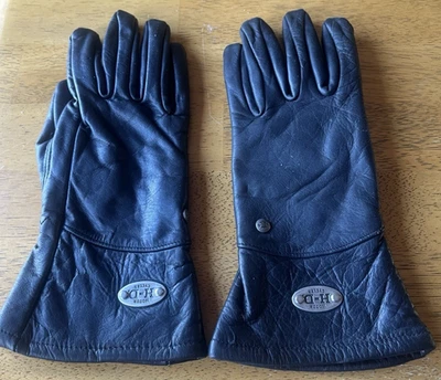 HARLEY-DAVIDSON MOTORCYCLES WOMENS BLACK LEATHER GLOVES  --  Size SMALL - Image 1 of 4