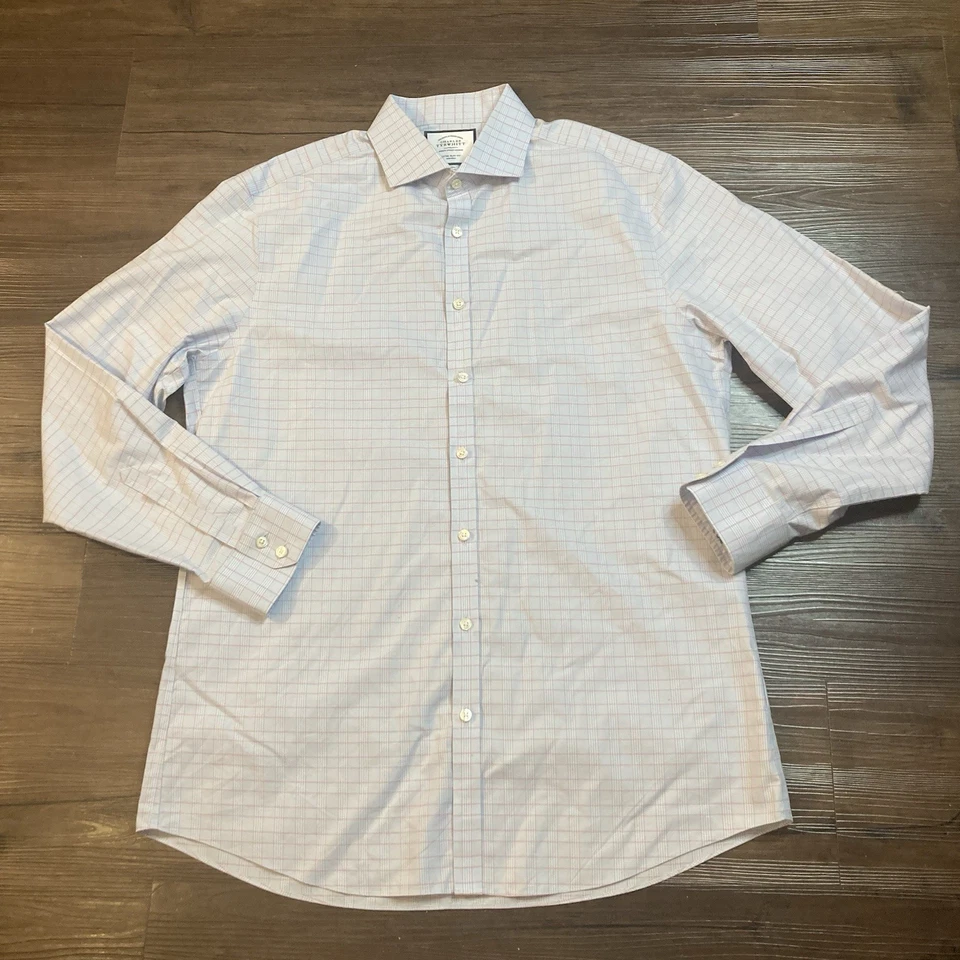 Camisa de Vestir CHARLES TYRWHITT 17/36 Calce Extra Ajustado Puño Francés Azul Rosa Rayas Foto 1 de 4