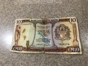 Billete de la isla de Malta de 10 libras de 1967 - Imagen 1 de 2