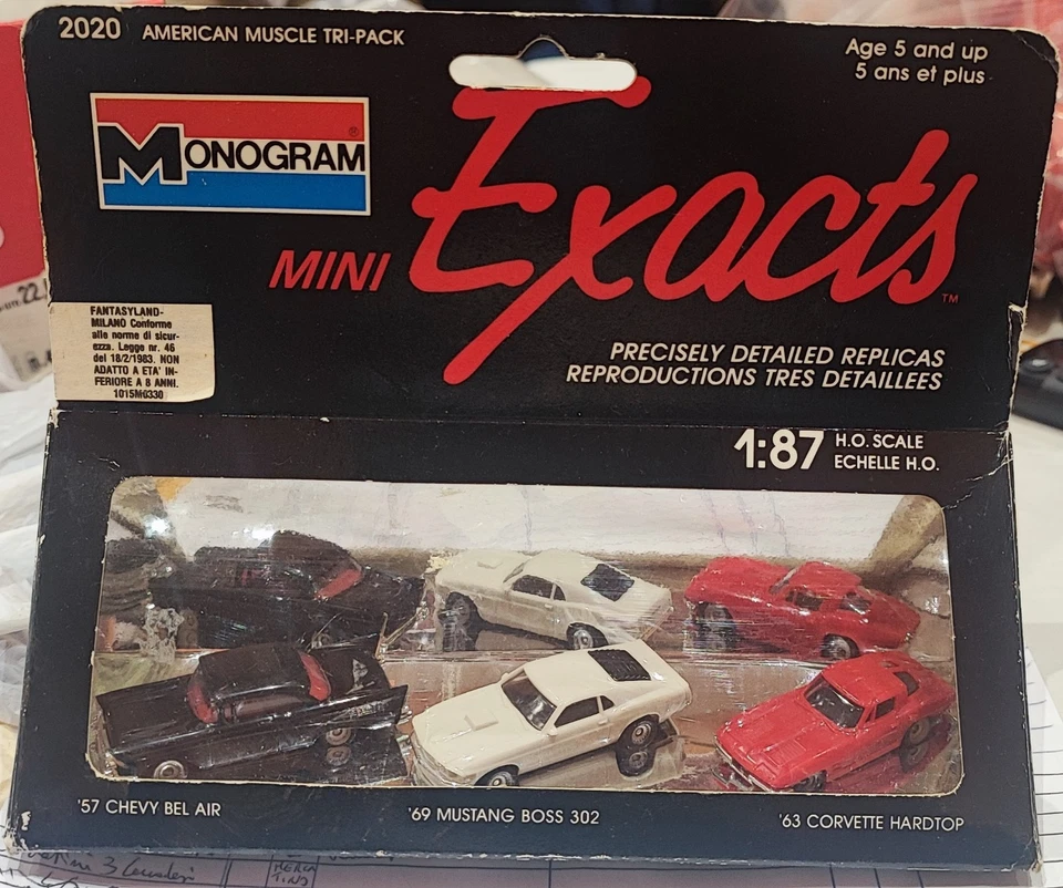 Monogram Modellini H0 Chevy Bel Air '57 Mustang Boss 302 '69 Corvette H.T. '63 - Immagine 1 di 4