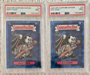 2020 Topps Garbage Pail Kids Sapphire #1a,1b Nasty Nick, Blasted Billy PSA 9 - Picture 1 of 2