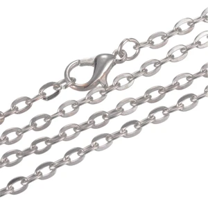 ❤ 10 x Antique Silver Tone FLAT CABLE Necklace Chain Lobster Clasp 18"/24"/28" ❤ - Picture 1 of 1